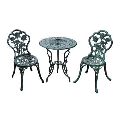 Outsunny Bistroset Gartenset Gartenmöbel 3-tlg. Balkonmöbel Set Gussaluminium Antik Grün