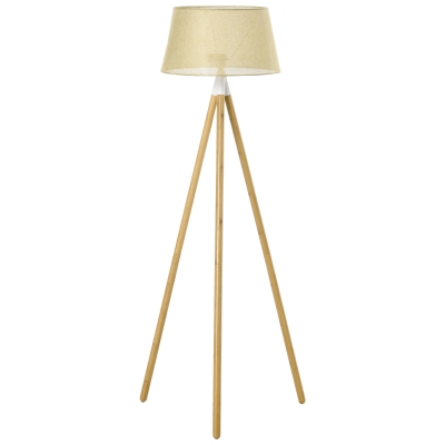 HOMCOM Stehlampe im Dreibein Design 67x 67 x 154 cm Baumbusholz und Leinen
