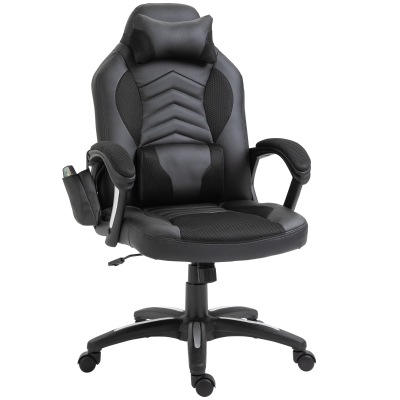 HOMCOM Bürostuhl Massagesessel Gaming Stuhl Wärmefunktion 6 Vibrationspunkte PU Rot 68 x 69 x 108-117cm