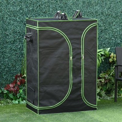 Outsunny Mylar Hydroponic Grow Tent with Vents and Floor Tray for Indoor Plant Growing 90x60x135cm