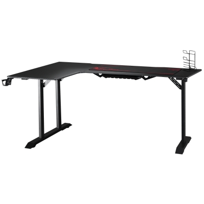 HOMCOM Spieltisch Schreibtisch L-förmig mit Becherhalter Schwarz+Rot 168 cm x 109 cm x 78 cm