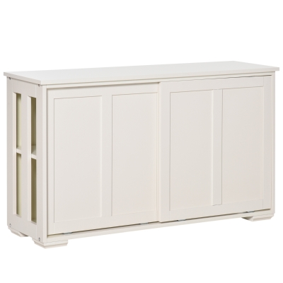 HOMCOM Küchenschrank mit Schiebetüren Weiß 106,5 cm x 33 cm x 63 cm