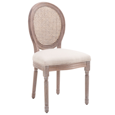 HOMCOM Esszimmerstuhl Küchenstuhl Polsterstuhl Lehnstuhl Rattanstuhl Vintage Retro beige 50 x 54,5 x 97 cm