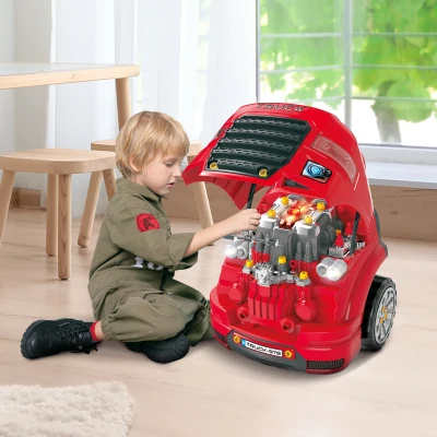 HOMCOM Motor Werkstatt 61-teilig 3-5 Jahren Rot+Schwarz