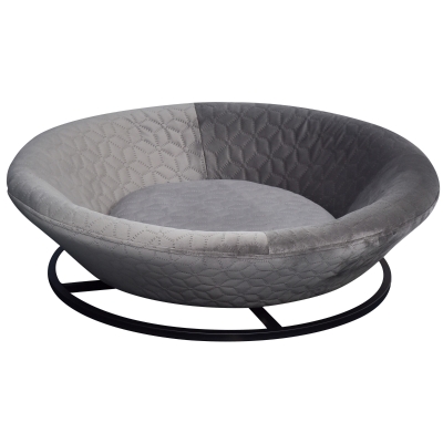 PawHut Hundesofa in Beckenform mit Weichem Bezug, Drehbar Haustiersofa mit Metallbeinen, Hundebett Katzensofa Grau 72x72x21 cm