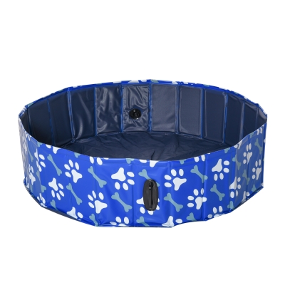 PawHut Hundebadewanne Hundepool Badewanne Swimmingpool Wasserbecken für Hunde und Katzen faltbar Ø120 x 30H cm