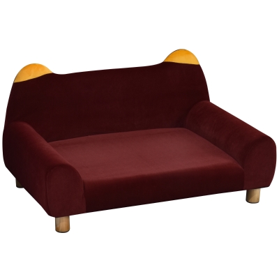 PawHut Hundesofa mit Tierohren Form, Haustiersofa mit Weichem Samtbezug Holzbeinen, Hundebett, Katzensofa, 81 x 53 x 45,5 cm