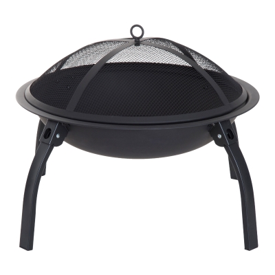 Outsunny Feuerschale Feuerkorb Feuerstelle mit Funkenschutz klappbar Garten 55cm Schwarz 70,5x70,5x40cm
