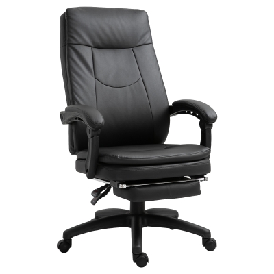 Vinsetto Ergonomischer Bürostuhl mit Fußstütze, Chefsessel, Gepolsterte Rückenlehne, Schwarz, 64 x 64 x 112-120 cm