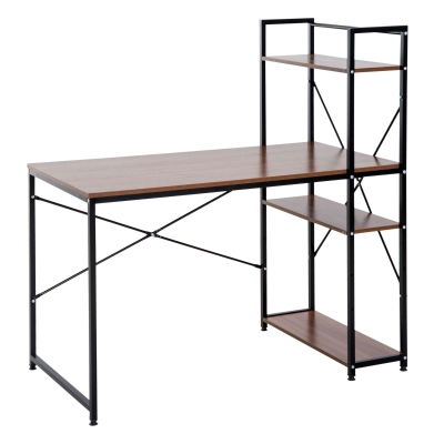 HOMCOM Schreibtisch Computertisch Arbeitstisch Bürotisch mit Regal Schwarz 120x64x121cm