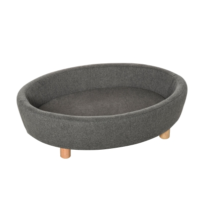 PawHut Hundesofa Haustiersofa Oval morderne Gebürstetes Stoff für mittelgroßen Hunde und Katzen 81 x 61 x 24 cm Dunkelgrau
