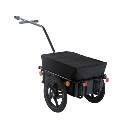 HOMCOM® Lastenanhänger für Fahrrad Fahrradanhänger Handwagen Stahl Oxford-Gewebe Schwarz 144 x 59 x 80 cm