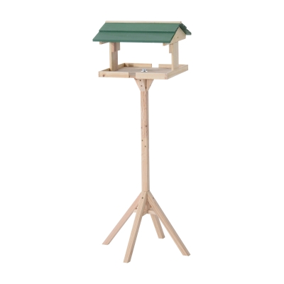 PawHut Vogelhaus Vogelfutterhaus Vogelhäuschen Vogelvilla Vogel Futterhaus mit Ständer, Kiefer, 49.5x49.5x121cm