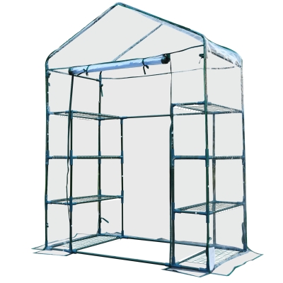 Outsunny Invernadero de Jardín Caseta para Cultivos Plantas Tomates Flores 143x73x195cm Tubo de Acero Cubierta PVC