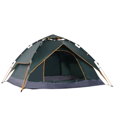 Outsunny® Doppelzelt Campingzelt 2 Türen wasserdicht Tragetasche Dunkelgrün 210 x 210 x 140 cm Quick-Up-Zelt 2 Erwachsene + 1 Kind
