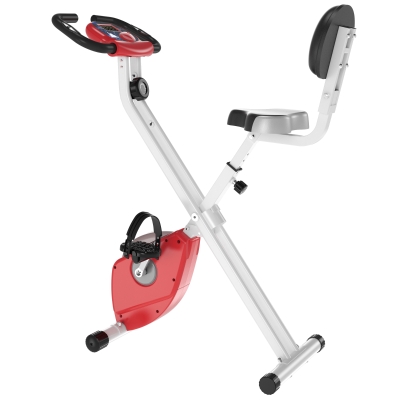HOMCOM Heimtrainer F-Bike Fahrradtrainer mit 8 stufig einstellbarem Magnetwiderstand höhenverstellbar Stahl Rot+Weiß 43 x 97 x 109 cm
