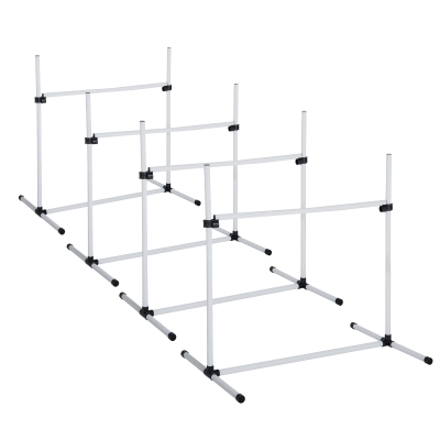 PawHut Agility Hürdenset Slalom Stangen Hunde Training Set 4 x Hürden, Kunststoff, Weiß, 95x65x95cm