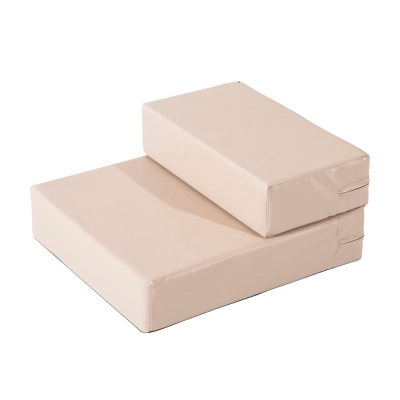 PawHut Escalera para Mascotas de 2 Peldaños 2 en 1 Cama de Perros Gatos Tapizada en PU Desenfundable y Lavable con Cremallera 45x39x20 cm Beige