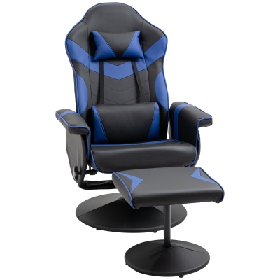 HOMCOM Fauteuil gaming inclinable pivotant avec repose-pieds