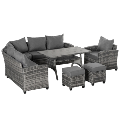 Outsunny 7-tlg. Polyrattan Gartenmöbel Grau