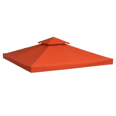 Outsunny 3 x 3 meters Replacement Gazebo Double Tier Canopy Roof TopTent Cover Spare Part Garden Shelter Spare Part Rusty red