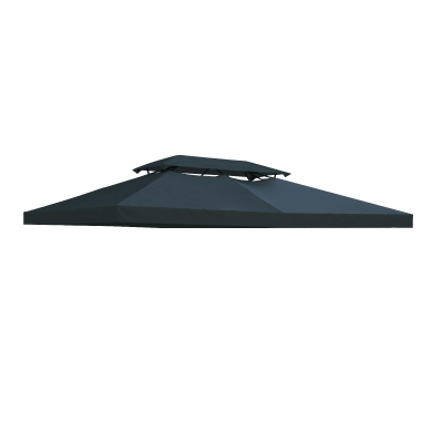 Outsunny 3x4m Gazebo Replacement Roof Canopy 2 Tier Top UV Cover Garden Patio Outdoor Sun Awning Shelters Deep Grey (TOP ONLY)