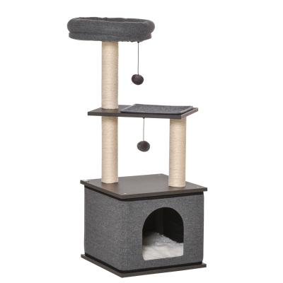 Arbre à chat avec griffoirs H104 cm gris