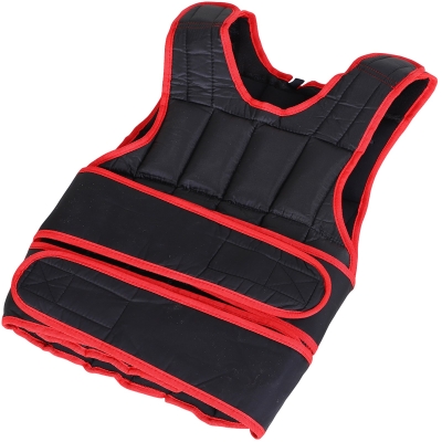 HOMCOM Chaleco Ajustable para Entrenamiento Pesos Individuales hasta 20 kg Cierres de Velcro Doble Cinturón 60x50 cm Negro y Rojo
