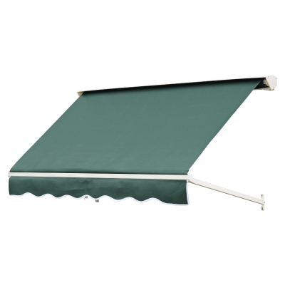 Outsunny Toldo de Ventana de 180x70cm Toldo Manual de Aluminio Retráctil para Exterior Toldo de Balcón Ángulo Ajustable Tela de Poliéster Color Verde