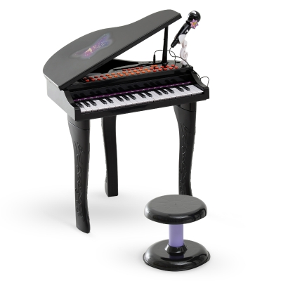 HOMCOM Piano de Juguete Electrónico Teclado con 37 Tecla Niño Instrumento de Educación Musical Negro