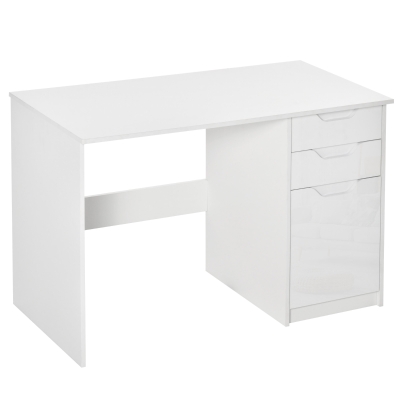 Bureau informatique 2 tiroirs placard blanc laqué