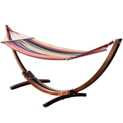 Outsunny Hamaca Tumbona 325x118x120cm Playa Camping Marco Madera Carga Max. 120kg Rojo