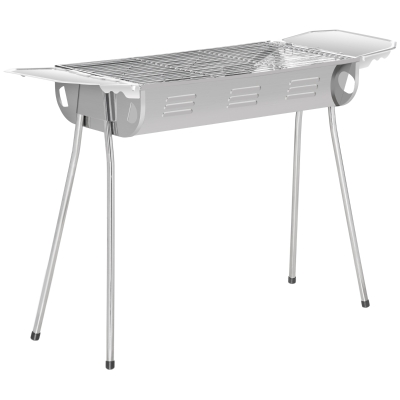 Barbecue à charbon portable 2 tablettes acier inox.