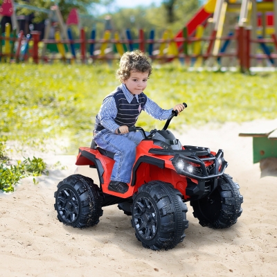 HOMCOM Quad Eléctrico Infantil Coche Eléctrico para +3 Años Cuatrimoto Batería 12V con Luces y Sonido 103x68x73cm Rojo