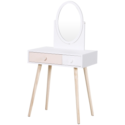 HOMCOM Kids MDF Dressing Table w/ Heart-Shaped Handles White