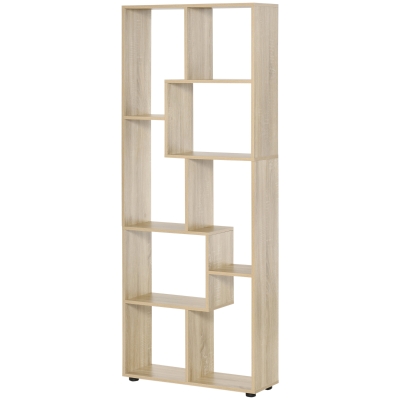 HOMCOM Eight-Section Tall Shelving Unit - Oak Effect