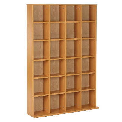 HOMCOM 89Lx20Wx130.5H cm Shelves Rack Unit 24 Solid Particle Board Shelf for Bedroom, Living Room-Beech