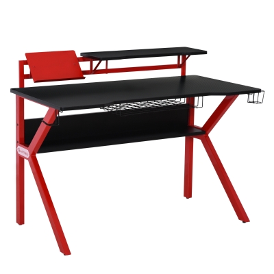 HOMCOM MDF Spacious Gaming Desk Workstations for Home and Office w/ Cup Holder Red