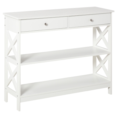 HOMCOM Console Table Sofa Desk w/ Shelves Drawers for Living Room Entryway Bedroom