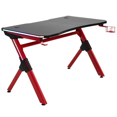 HOMCOM Ergonomic Game Room Furniture Racing Style Design Home Fun Workstation, Red