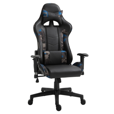 HOMCOM Linen Upholstered High-Back Home Office Chair Black/Grey