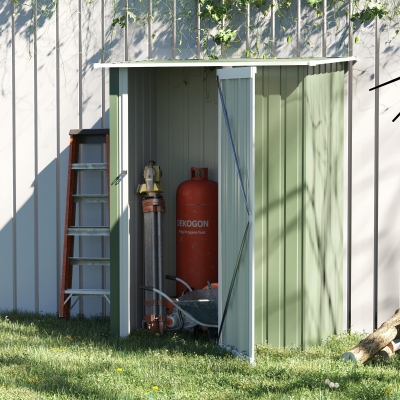 Outsunny Outdoor Storage Shed Steel Garden Shed w/ Lockable Door for Backyard Light Green