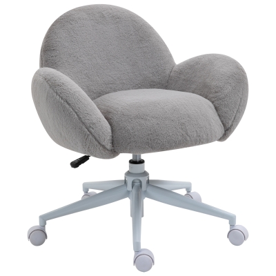 HOMCOM Fluffy Leisure Chair Office Chair w/ High Back and Armrest for Home Bedroom Grey