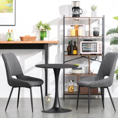 HOMCOM Round Dining Table Metal Base Bistro Coffee