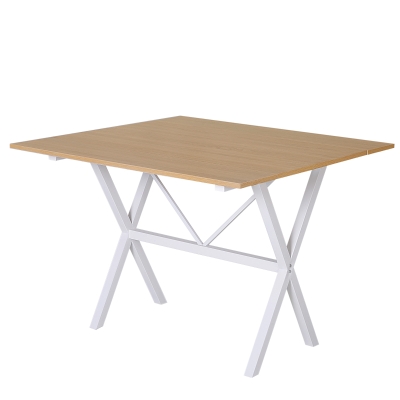 HOMCOM Folding Dining Table MDF Top Metal Frame Kitchen Expandable Table 6 Person Oak