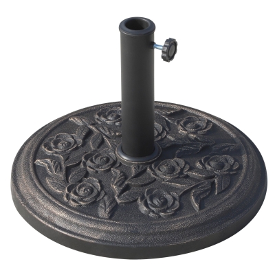 Outsunny Base de Sombrilla Soporte Pie Sombrillas Parasol 4 Sillas 9Kg 45.5x34cm Pedestal Bronce Base de Sombrilla 9Kg 45.5x34cm