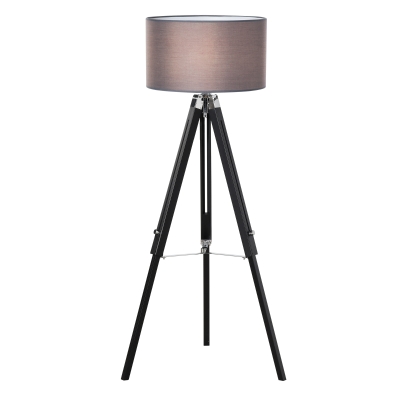 HOMCOM Tripod Stand Floor Lamp Adjustable Height Wood Leg for Home Office Grey Black