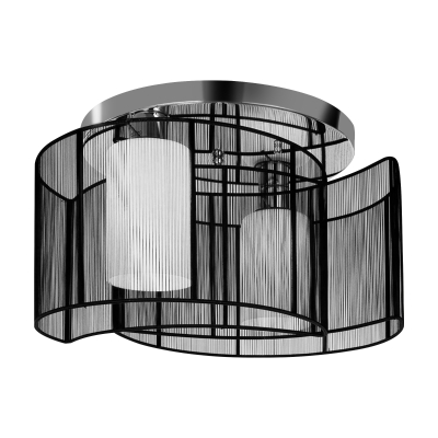 HOMCOM 40x25cm Metal Ceiling Light Pendant with Fabric Finish Black