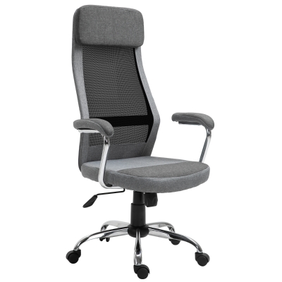 Vinsetto Office Chair Mesh High Back Swivel Task PC Desk Chair for Home w/ Arm, Grey