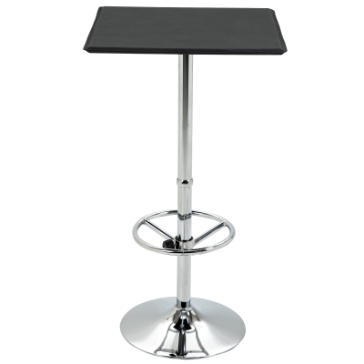 HOMCOM Square Pub Table Counter Bar Table Faux Leather Tabletop Adjustable Footrest